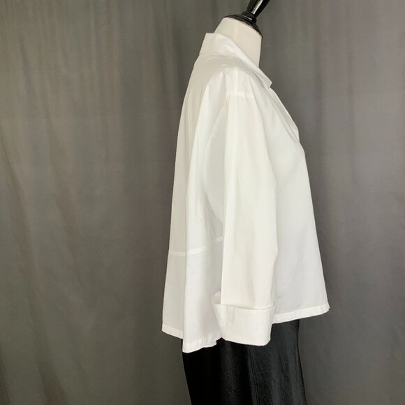 Planet By Lauren G White Cotton Button Up Swing Fit Shirt One Size Fits All - Picture 8 of 16